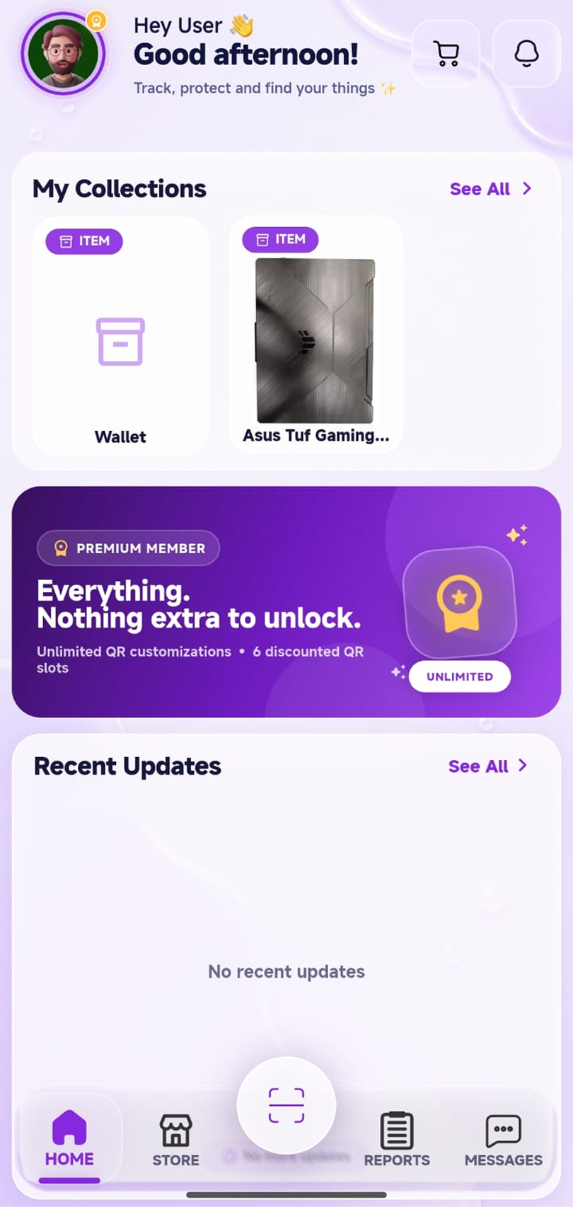 ezyFind home screen